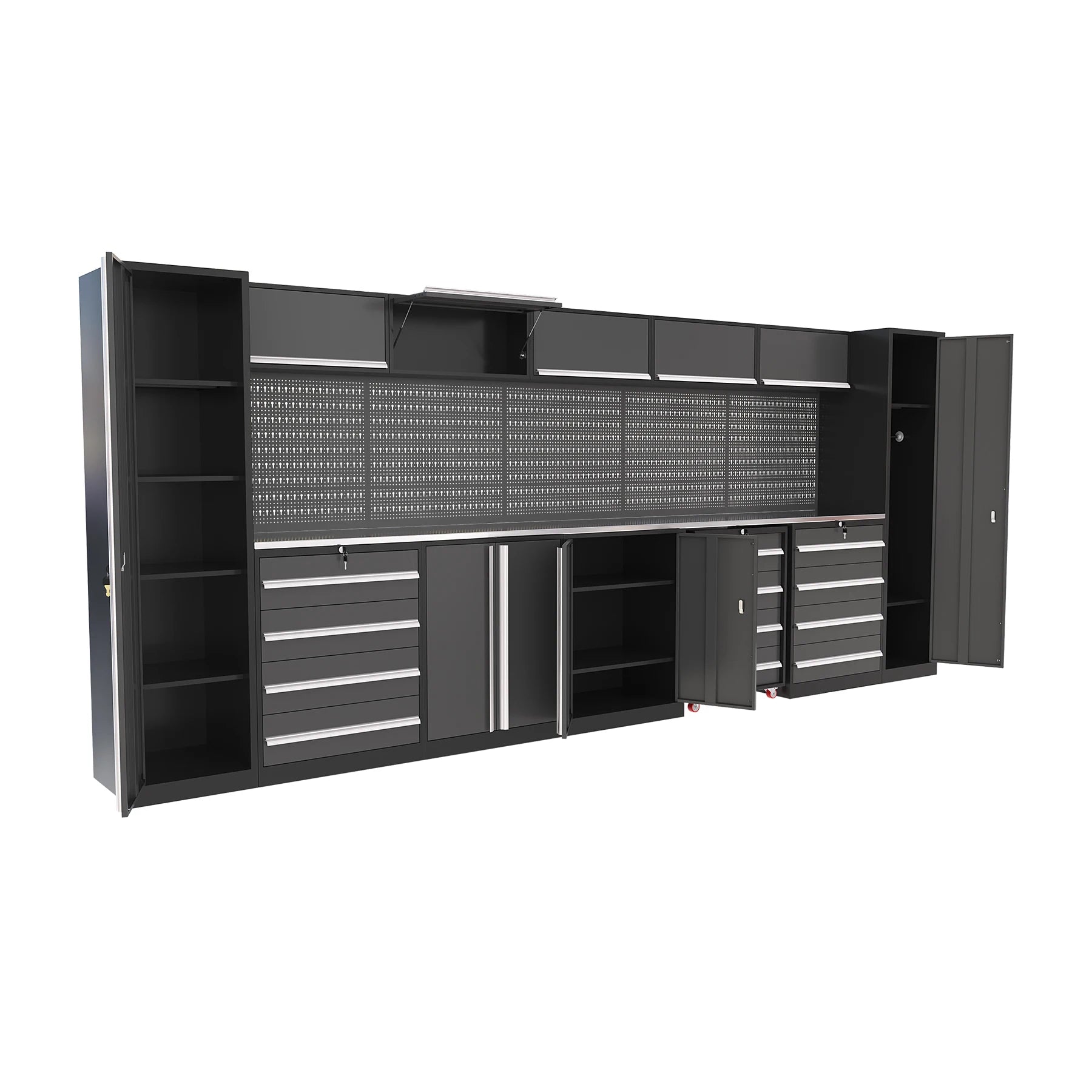 Garage Steel Mechanic Tools Storage Cabinet With Wall Cabinets Single,double-door Cabinets And Tool Trolley For Workshop