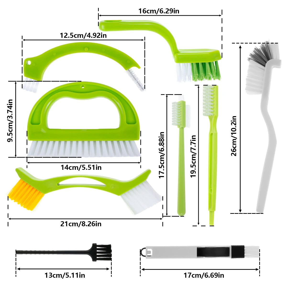 9 Pack Groove Cleaner Brush Set Multipurpose Hand-held Cleaning Brush Deep Cleaning Reusable Tile Joint Scrub Brush