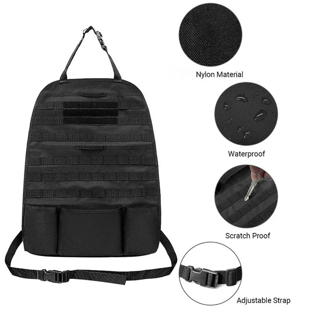 Tactical MOLLE Car Seat Back Organizer Waterproof Vehicle Storage Bag for SUV Truck