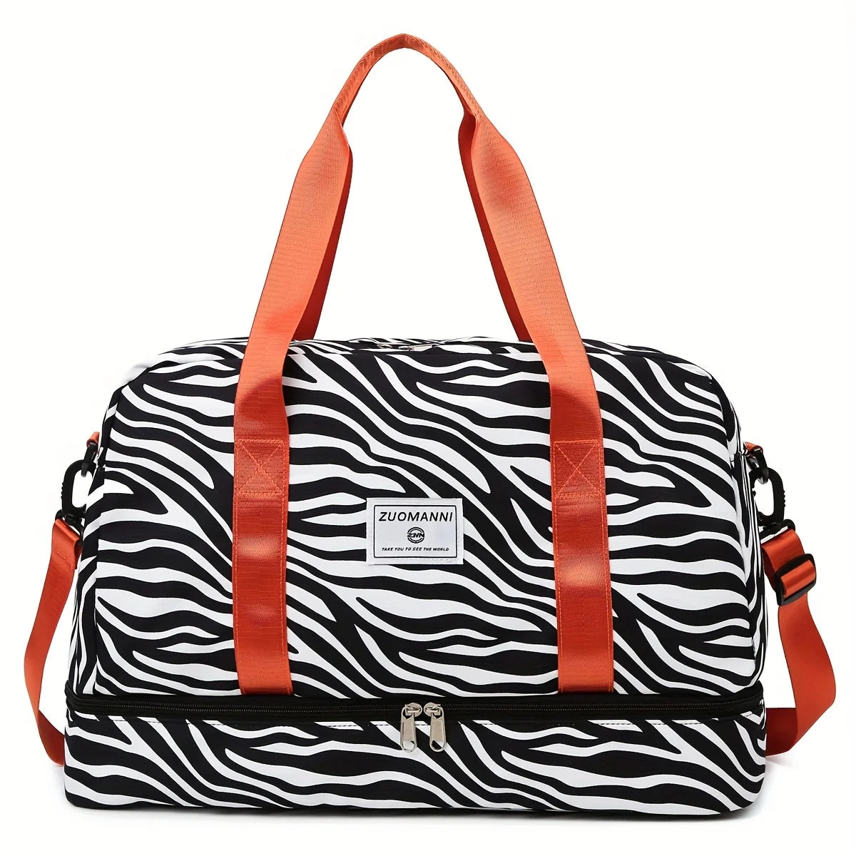 Large Capacity Nylon Travel Duffle Bag with Animal Print, Sports Gym Storage Bag, Portable Women'S Weekender Overnight Bag