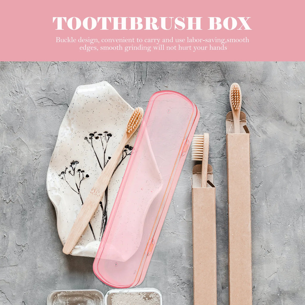 4Pcs Travel Toothbrush Box Portable Toothbrush Case with Buckle Design Airtight Compact Storage for Home Camping Business Trips
