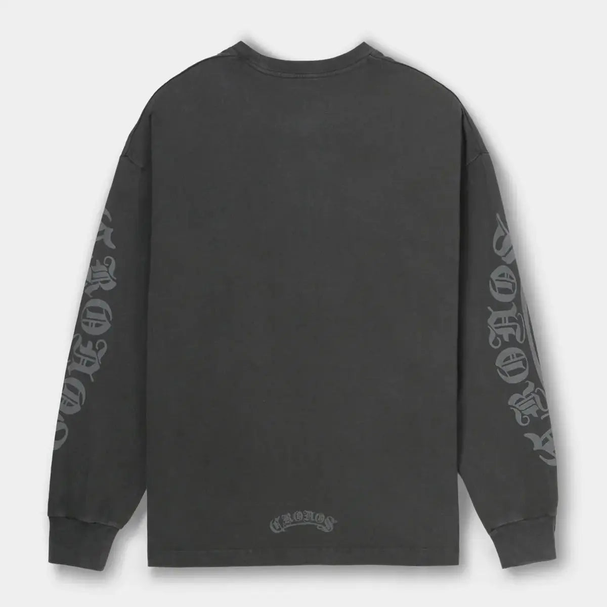CRONOS Men's Oversized Long Sleeve T-Shirt Gothic Script Print Streetwear Tee Casual Hip Hop Fashion Gym Fitness Workout Tops