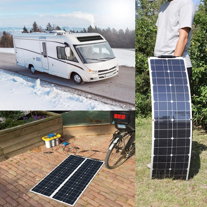 45W 50W 18V ETFE Flexible Monocrystalline Solar Panel Solar Cable Cell Battery System Kit for Marine Camping Boat RV Charging