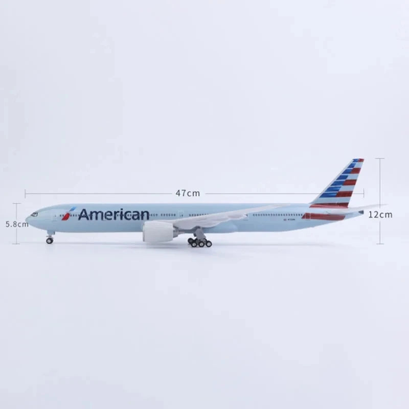 47cm Scale Plane B777 American Air Airlines Collectible Aircraft 1:157 Scale Resin Toy Planes With Light And Wheel Aviation