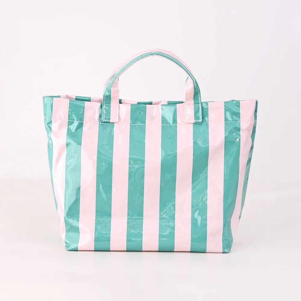1 PC Fashion Striped Tote Bag For Women Lightweight Large Capacity Commute Handbag Portable Travel Single Shoulder Bag