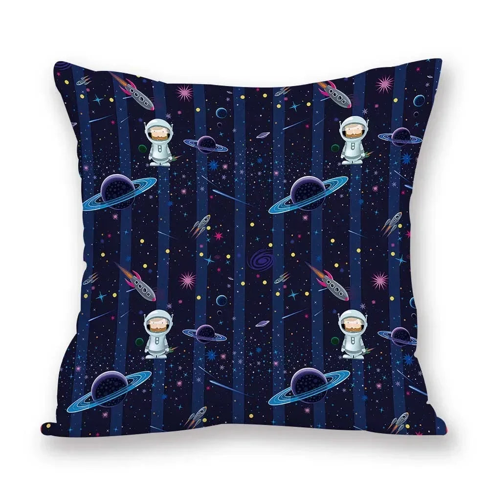 Cosmic pattern of the Sun, planets Double-sided Printed pillow cover Short plush Suitable living rooms sofas throw cushion cover
