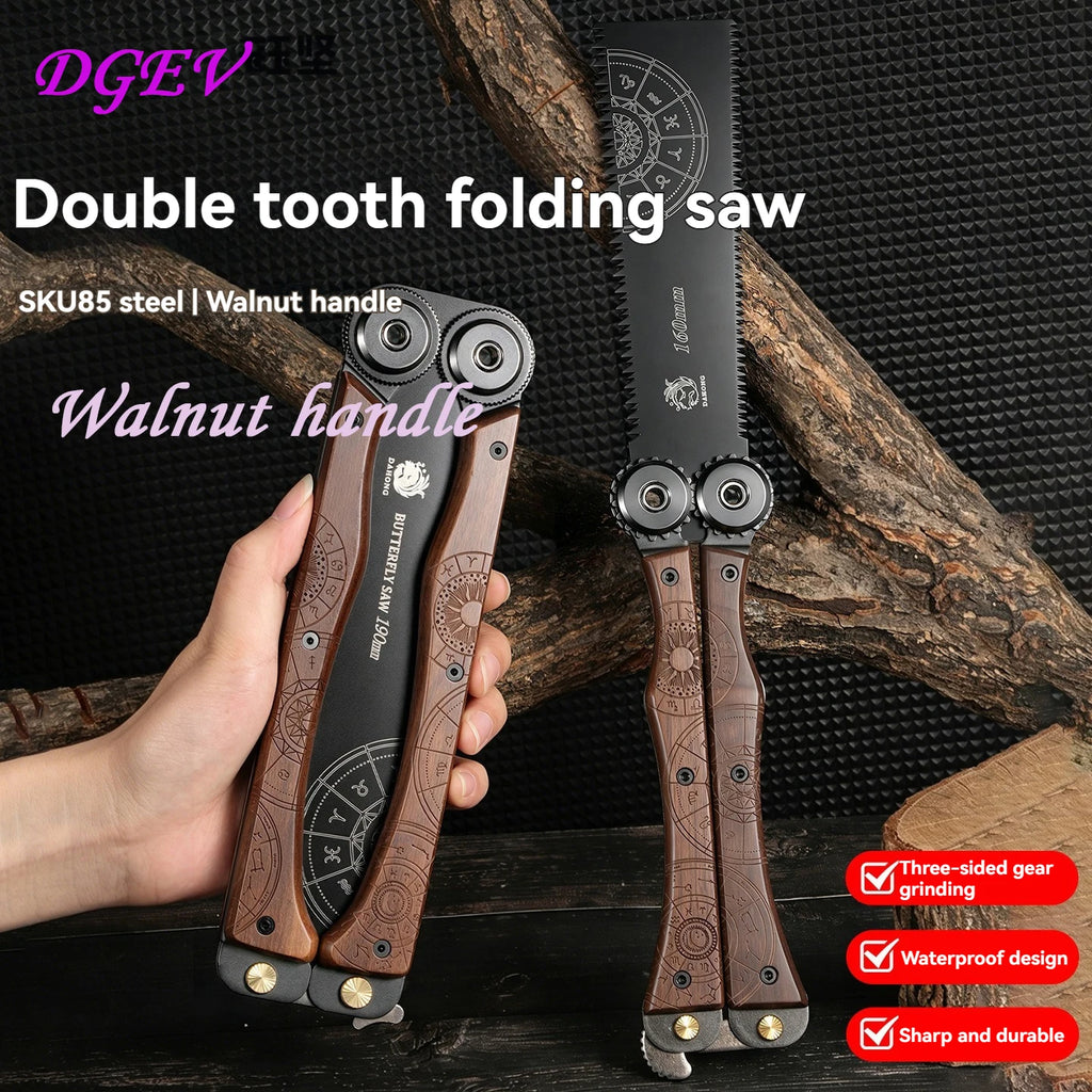 DGEV 1pcs Double-sided Folding Saw Hand-held Logging Saw Outdoor Camping Gardening Woodworking Tool