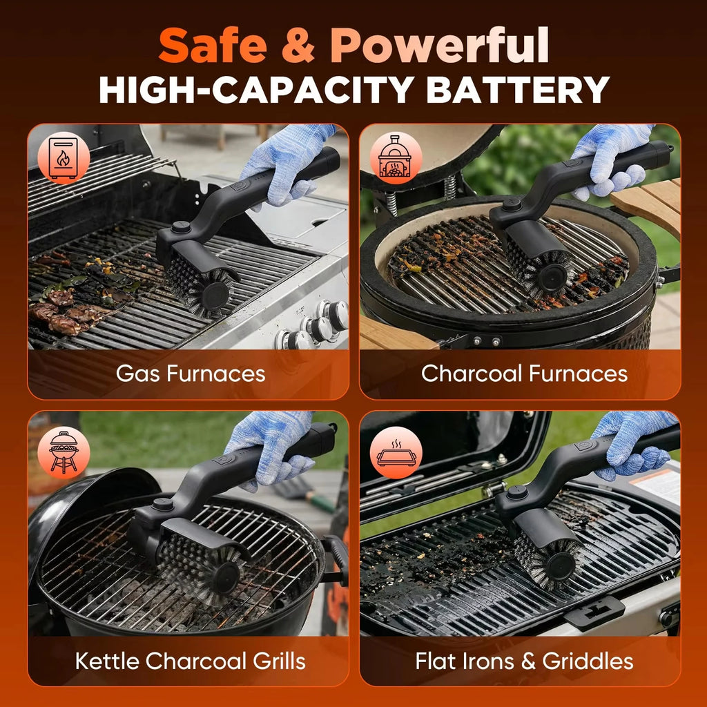 BBQ Grill Brush 3-Speed Settings Electric Grill Brush,180° Adjustable Head,90 Mins Grill Cleaner for Outdoor Griddles Smokers
