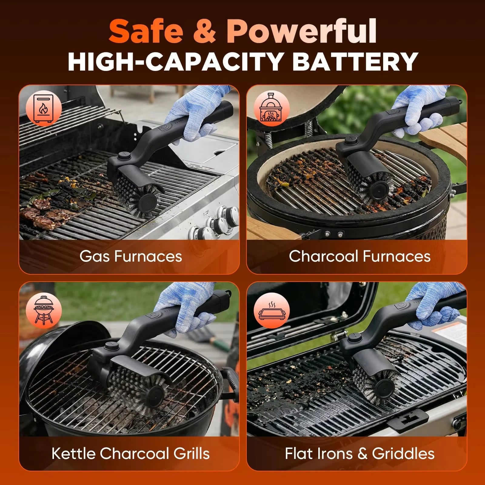 BBQ Grill Brush 3-Speed Settings Electric Grill Brush,180° Adjustable Head,90 Mins Grill Cleaner for Outdoor Griddles Smokers