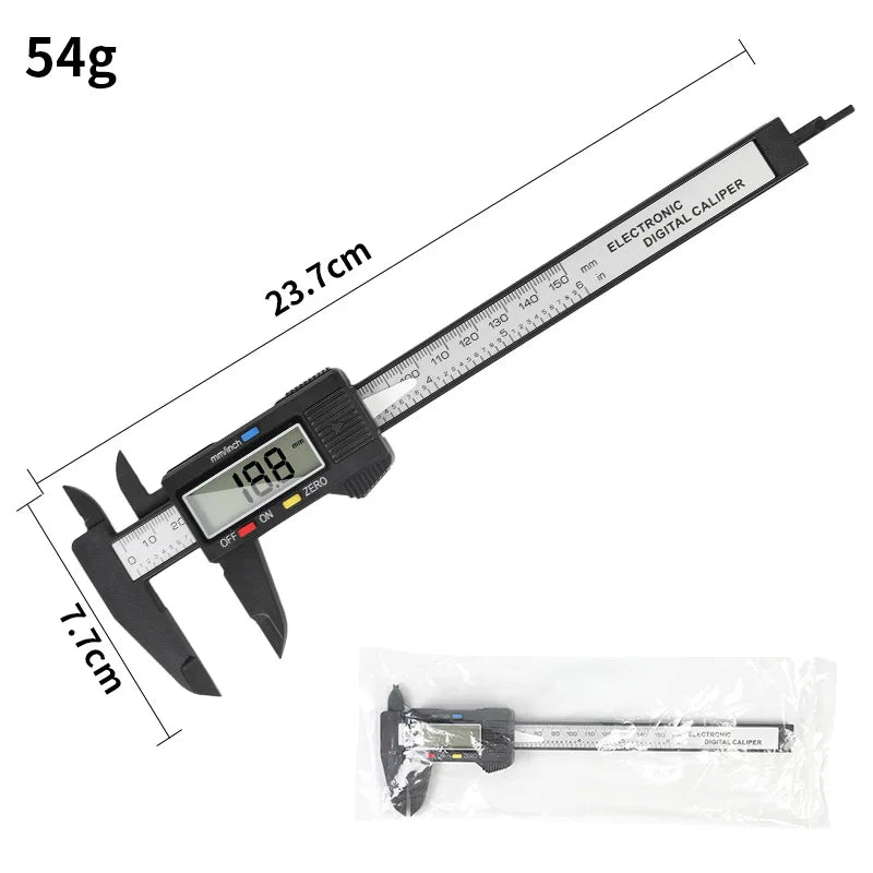Digital Electronic Caliper LCD Large Screen Carbon Fiber Vernier Caliper for Inner Outer Diameter Measurement