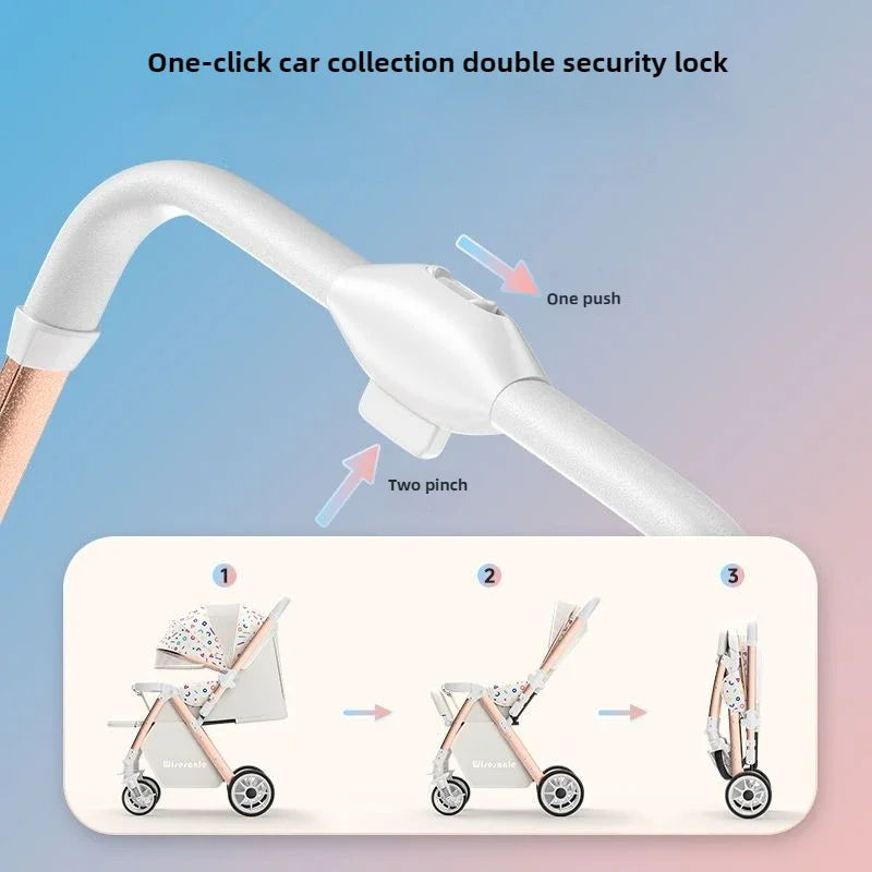 Lightweight baby stroller, high landscape stroller,can sit or lie down in both directions,suitable for babies aged 0-5 years old