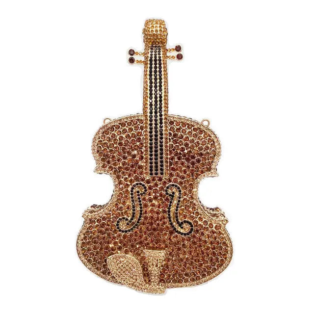 Amazing Luxury Pop Violin Crystal Evening Bag Party Handbag Diamond Clutch Bag Banquet Pouch Wedding Day Clutches