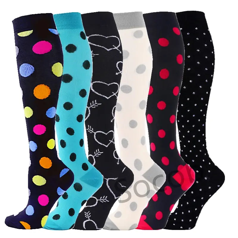 6/7 Pairs Compression Socks Varicose Diabetes Sock Running Cycling Hiking Touring Bicycle Marathon Outdoor Rugby Edema Long Tube