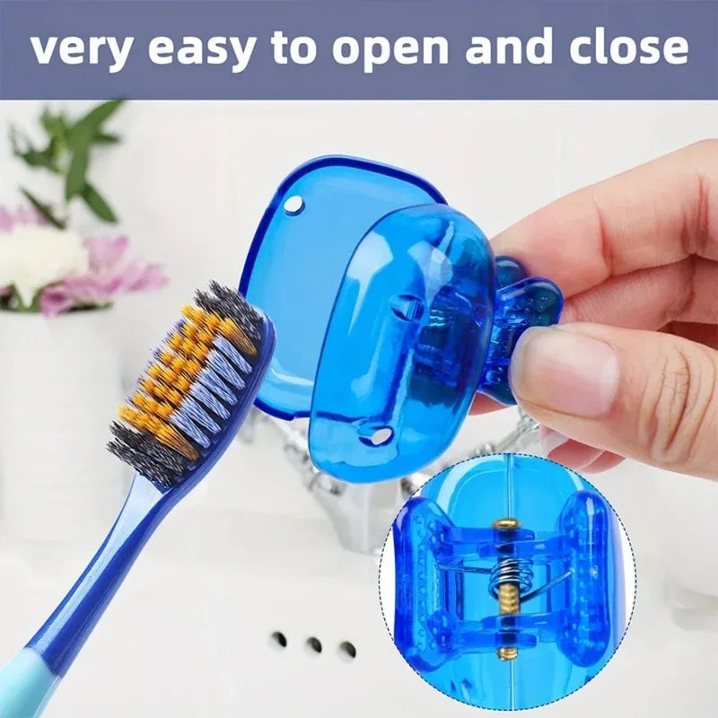1/4 PCS Toothbrush Head Covers - Travel Protector Cap Case, Color Combo Clip for Household & Camping, Durable Plastic Portable