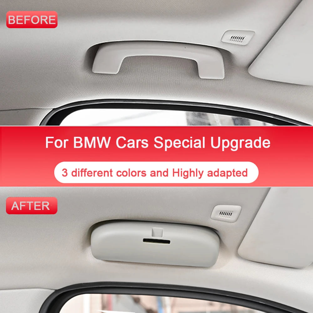 New Car Sunglasses Holder Sun Glasses Box Eyeglasses Case for BMW X1 F48 X3 F25 X5 G05 F10 F11 F20 I3 Accessories