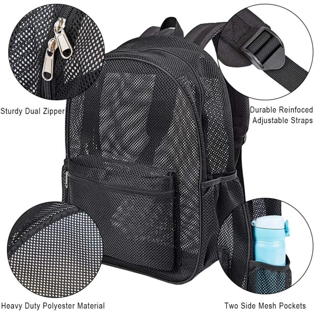 Heavy Duty Mesh Backpack Large See Through Breathable Tear Resistant School Approved Security Bookbag For High School Teens Gym