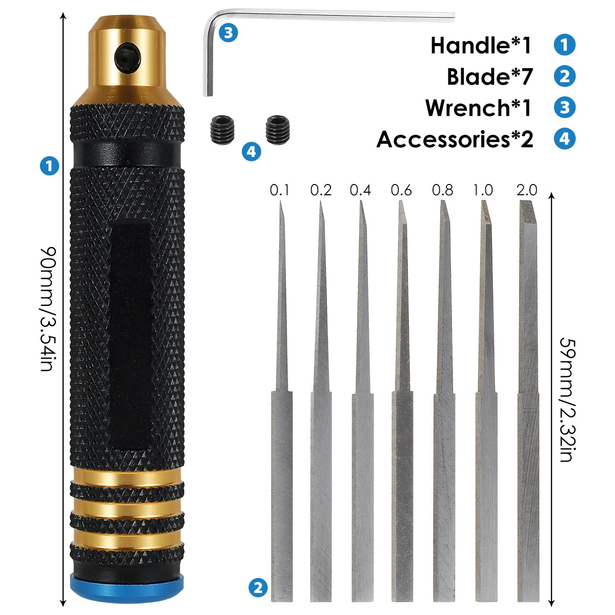 Model Chisel With Blades Gundam Resin Carved Scribe Line Hobby Cutting Tool Chisel 7 Blades Tools For RC Car / Drone Repairing