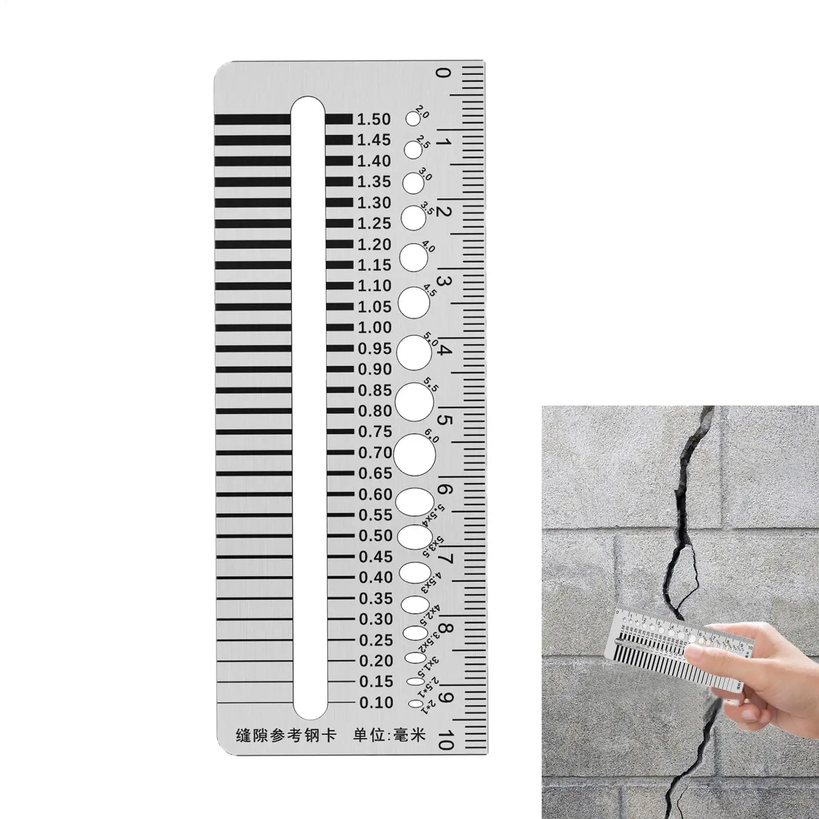 Crack Width Gauge Stainless Steel High Precision Crack Gauge Gap Measurement for Hardware Installation Concrete Wall Inspection