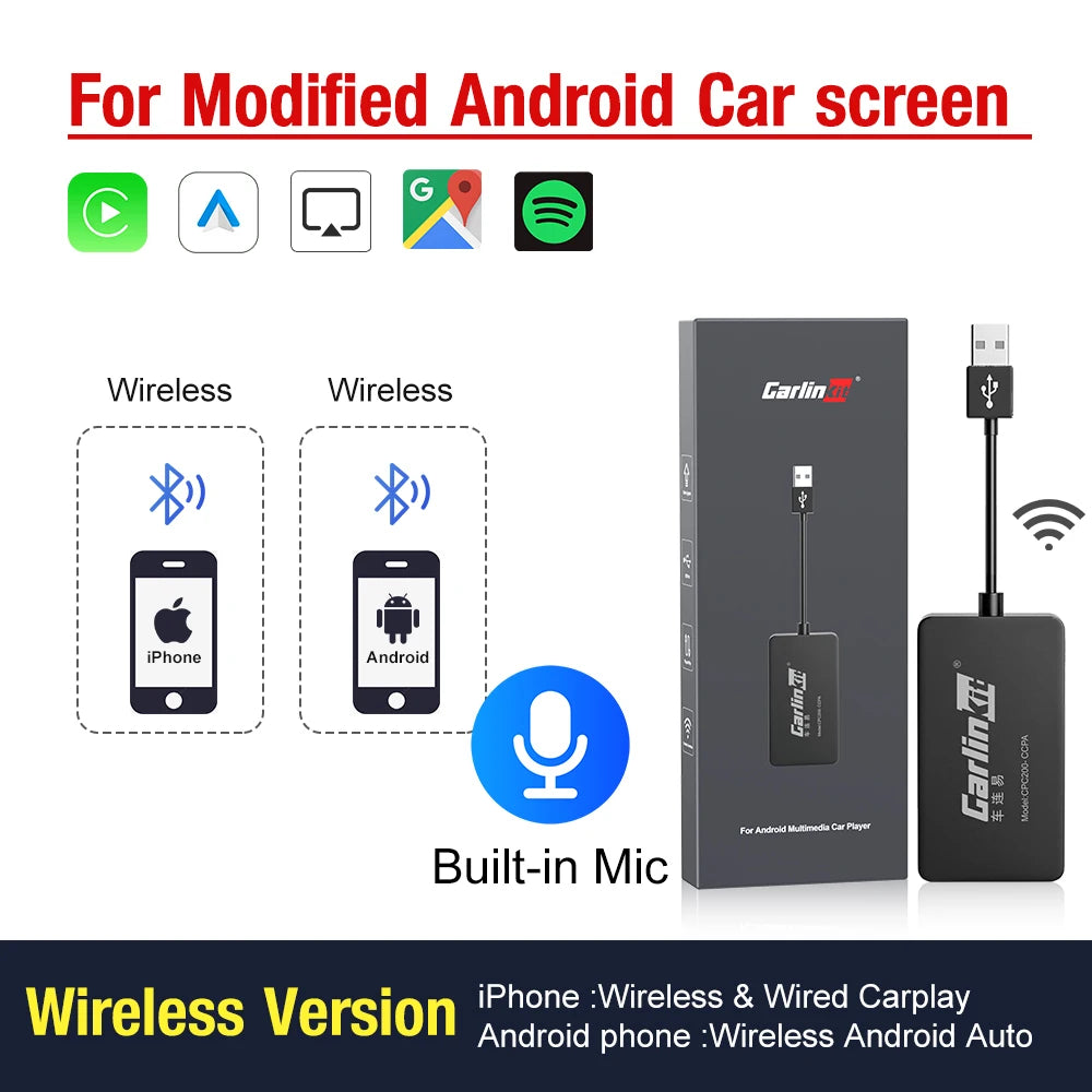 Carlinkit Wireless CarPlay Activator & Android Auto Wired USB Dongle AI Box for Android Radio Unit Bluetooth Charger Mirrorlink