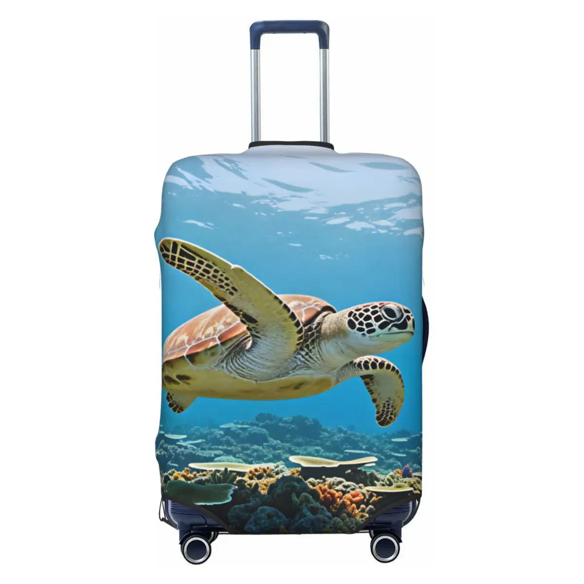 Funny Reflection Coral Reef Sea Turtle Fish Print Luggage Cover Protector Dust Proof Travel Suitcase Covers
