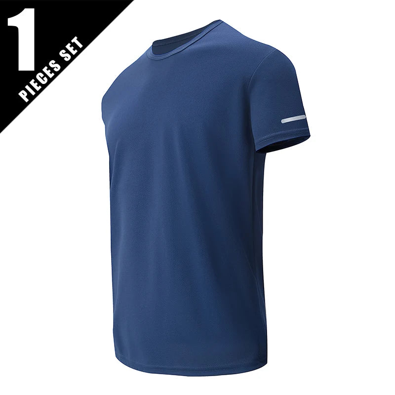 Men's Solid Color Short Sleeved SpringSummer Quick Drying Breathable Sports And Fitness Comfortable Plus Size Top Casual T-Shirt