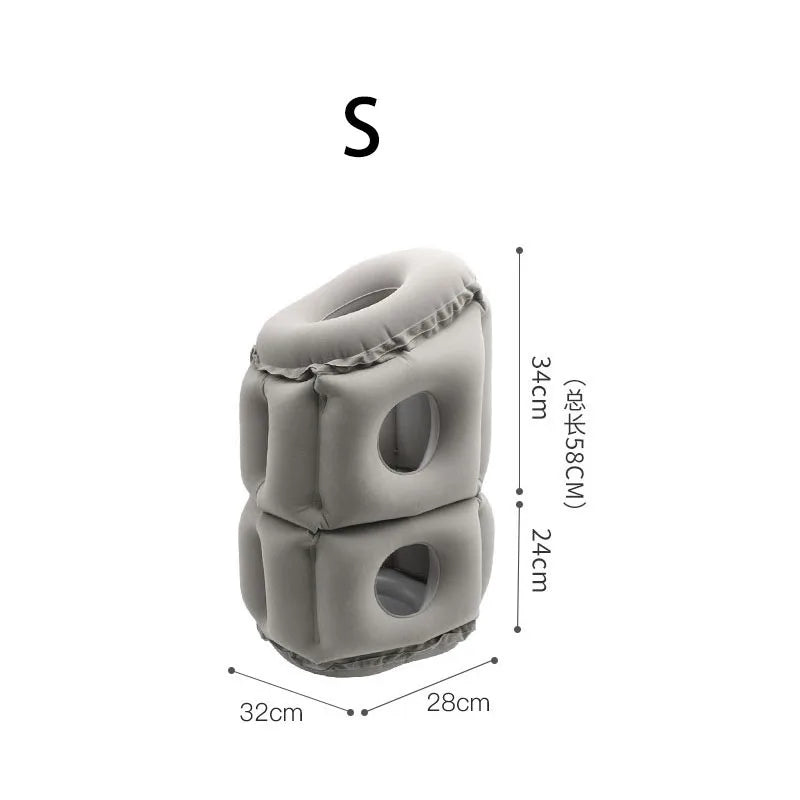 Flocking Sleeping Pillow Inflatable Pillow Waist Cushion Travel Abroad Portable Long Distance Aircraft Lunch Rest Pillow