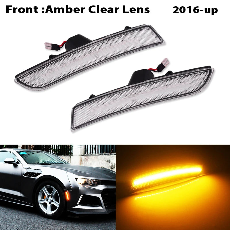 iJDM Amber/Red Front/Rear bumper Full LED Side Marker Light Kit For Chevy Camaro,Replace OEM Turn SignalLights/Driving Lights
