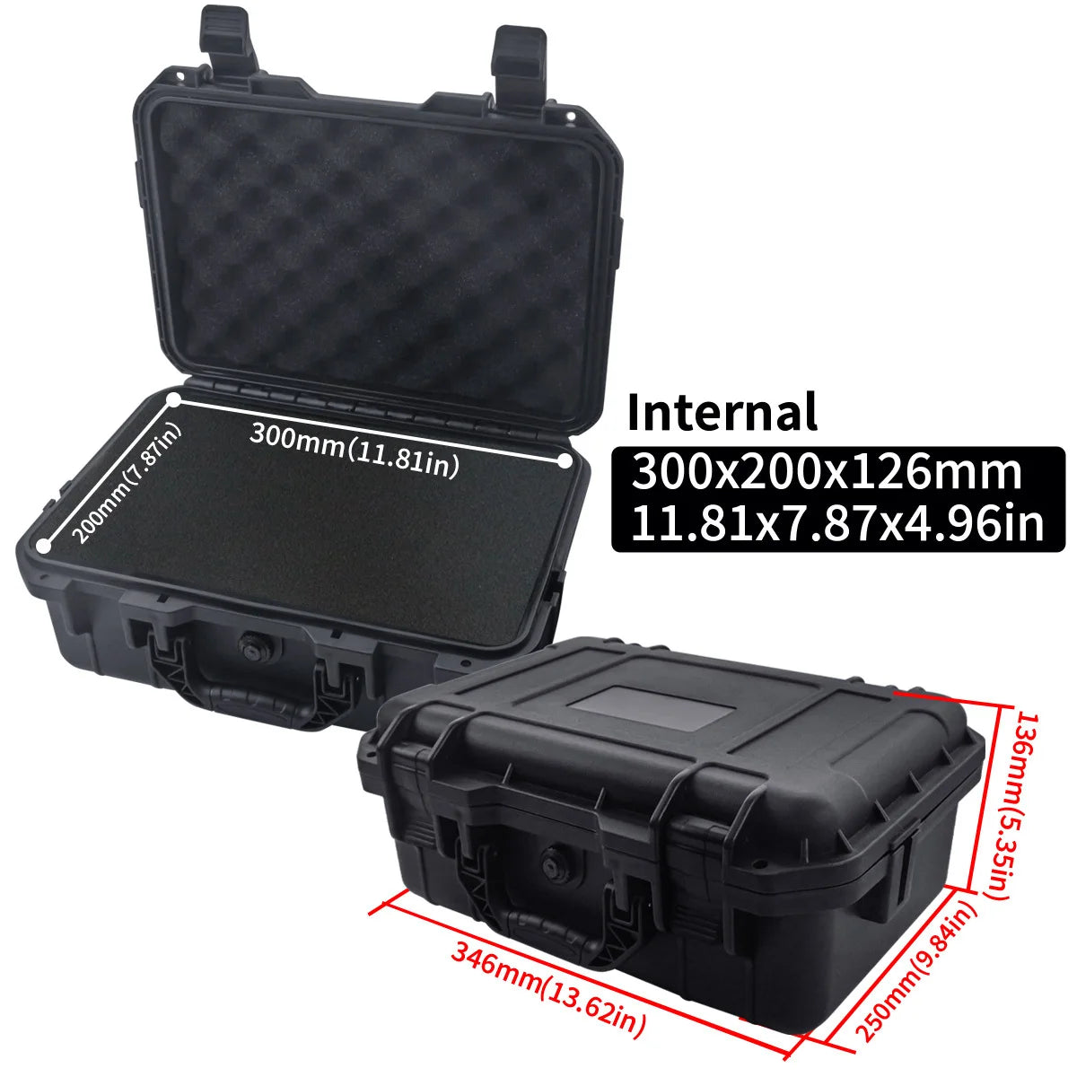 1 waterproof hard hand-held toolbox bag with pre cut sponge storage box, impact resistant unmanned driving chassis