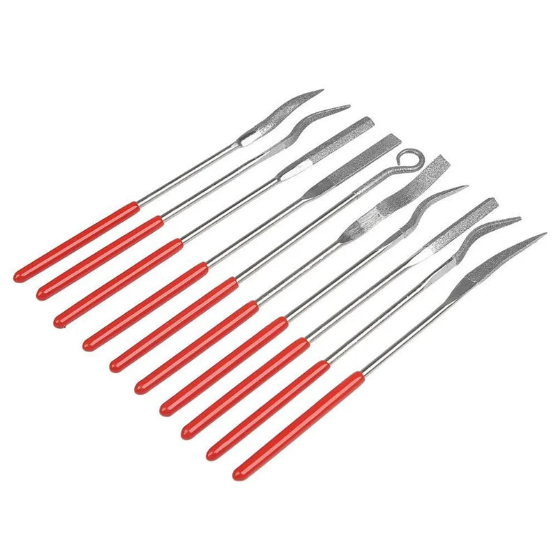 10pcs Mini Diamond File Set Fine 150 Grit Diamond File Flat Triangle Needle Files For Metal Glass Ceramic Woodworking Tools
