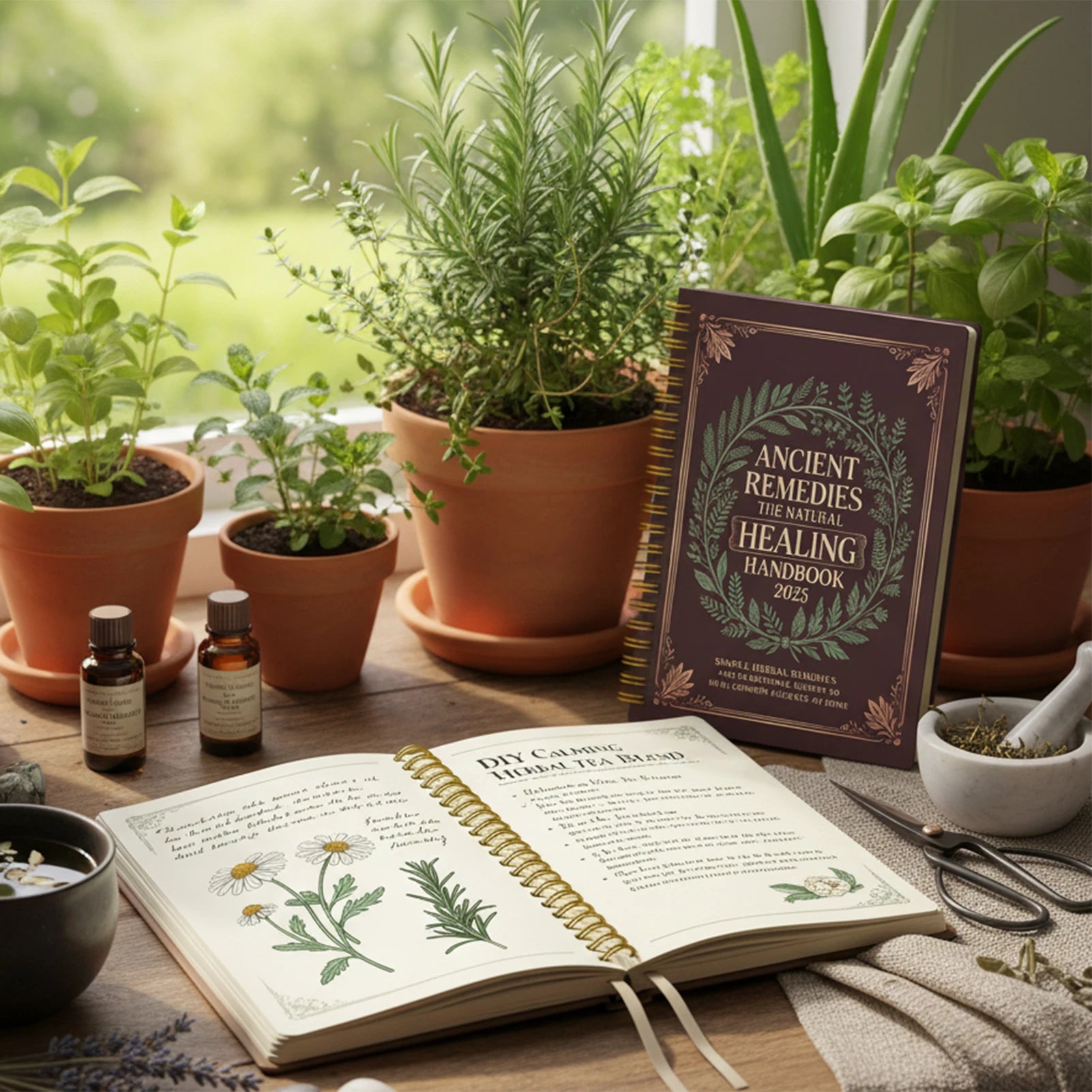 Natural Remedies Handbook with Ancient Cures for Family Health PP Cover Waterproof Notebook for Home Office Travel Gift