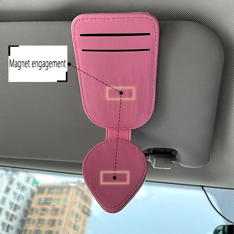 Car Sunglasses Holder Clip Universal Auto Sun Visor Eyeglass Hanger Cards Glasses Storage Bracket Leather Interior Accessories