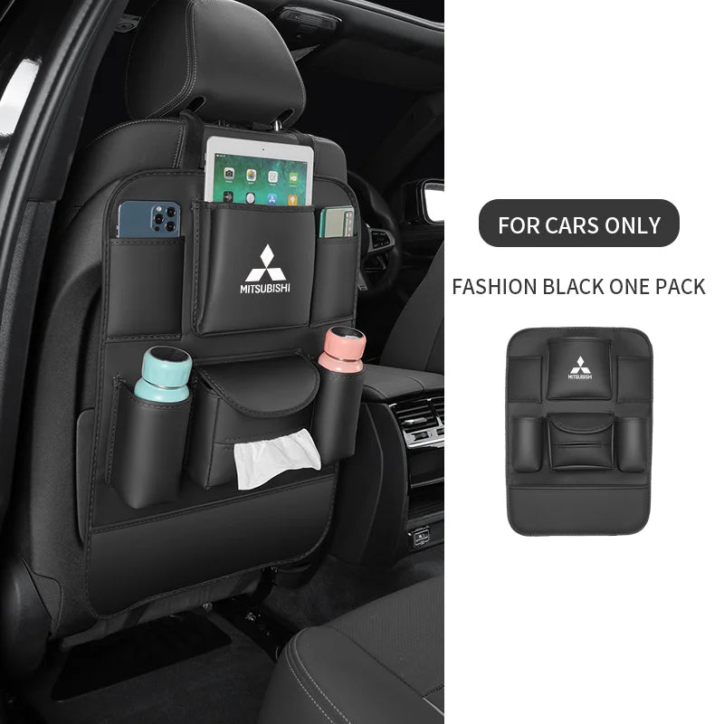 For Mitsubishi Outlander Pajero Asx Lancer EX Evolution X Ralliart L200 Triton Car Seat Back Storage Bag Backrest Anti-kick Pad