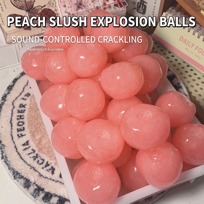 Handmade Peach Slushie Squishy Stress Ball Slow Rising Fidget Stress Ball Clear Jelly Sensory Ball Soft Stress Relief Toy