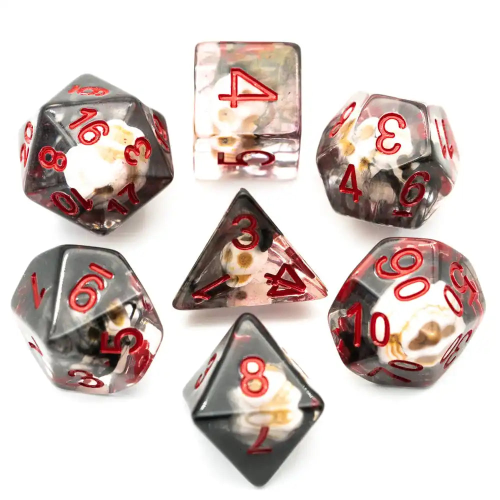 Cusdie 7 SKULL DND Dices Transparent D4 D6 D8 D10 D% D12 D20 Polyhedral Dice Set for D&D Pathfinder Role Playing Board Games