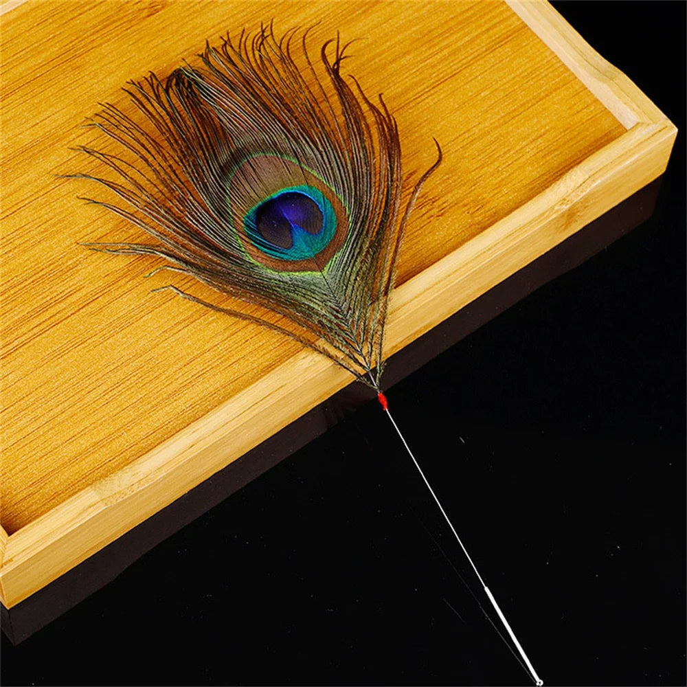 Silver Needle Peacock Feather Ear Dig Tools Earpick Cleaner Stick Sweeping Wax Remover Face Facial Soothing Brush Message