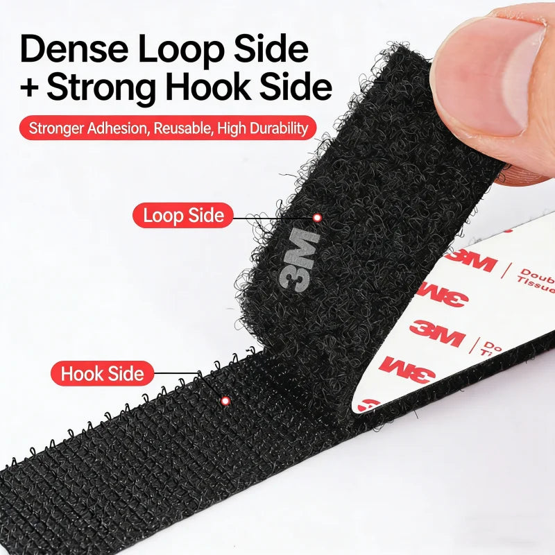 3M Strong Double-sided Adhesive Hook and Loop Tape High-adhesion for Car Mats Home Use More - Strong Self-Adhesive Fastener
