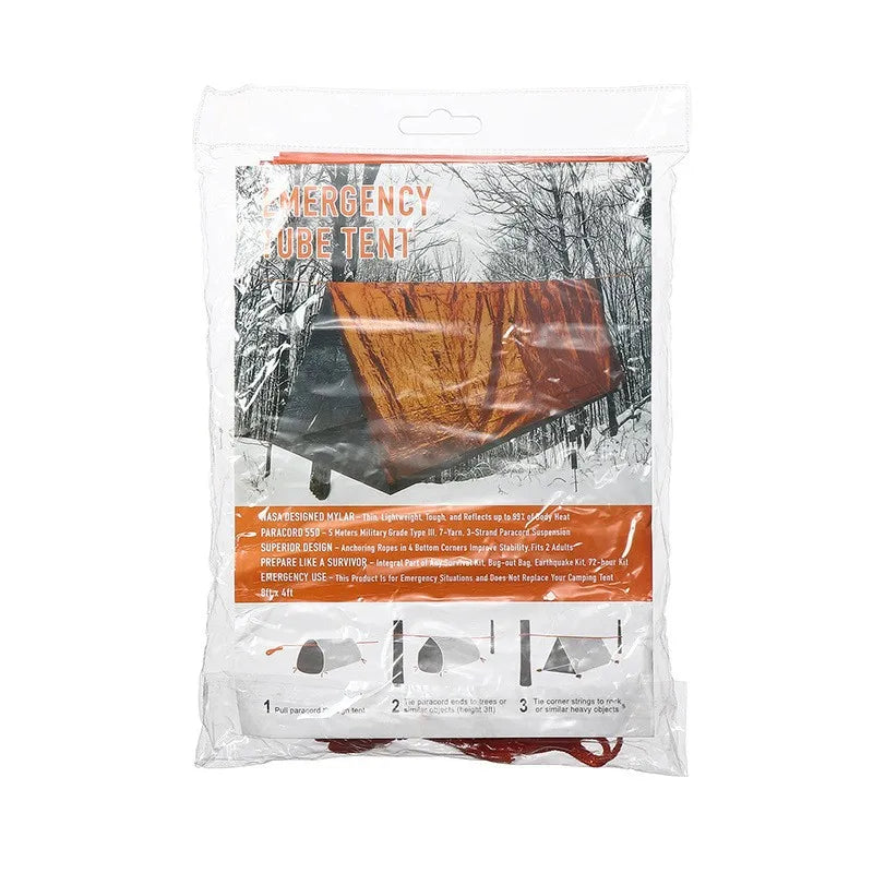 2 Person Emergency Shelter Bivy Survival Tent Kit Mylar Tube Tent Sleeping Bag Waterproof Outdoor SOS Thermal Blanket Reusable
