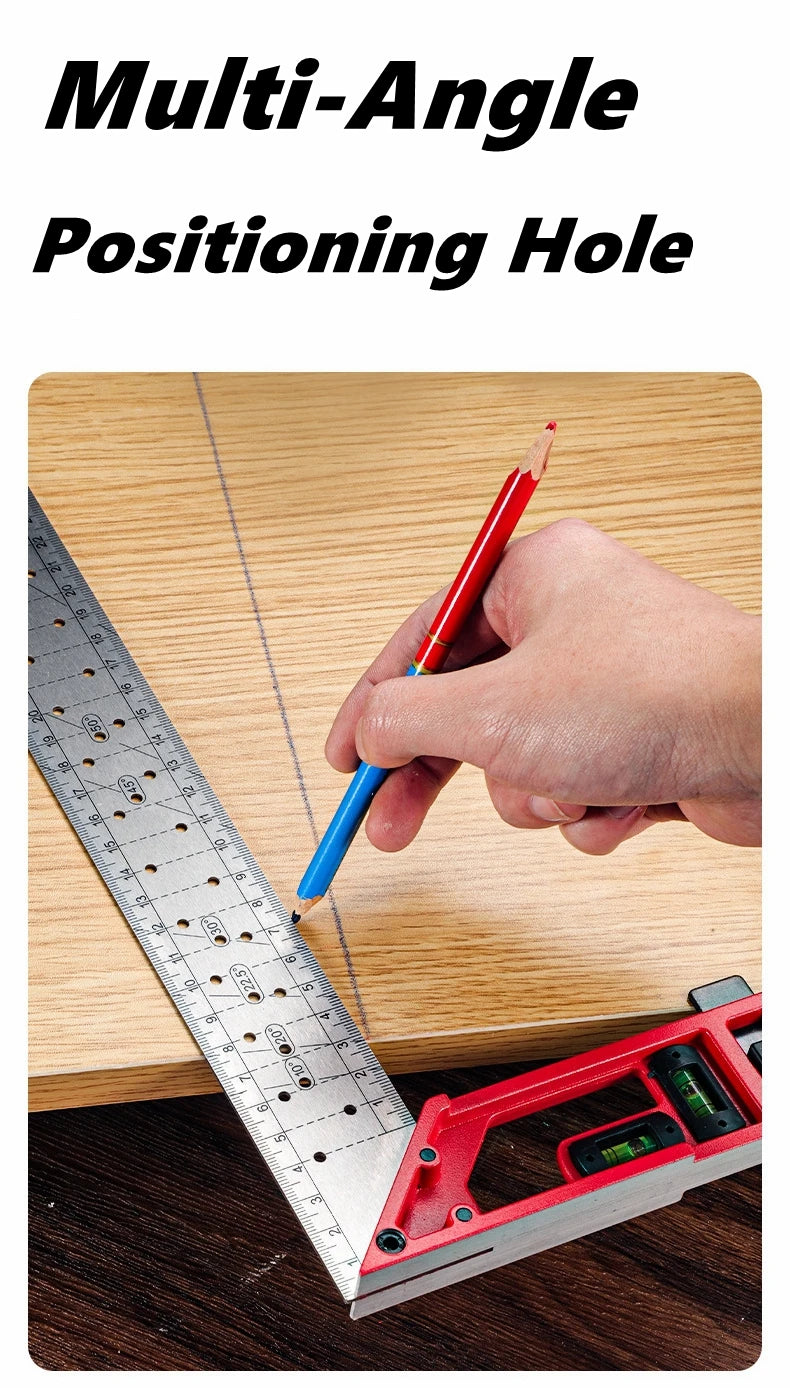 Right Angle Ruler 45/90 Degree Positioning Hole Angle Ruler Industrial Grade Positioning Marking Angle Ruler Woodworking Tool
