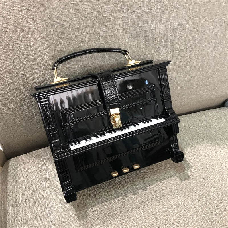 2024 Designer Women High-end Pu Leather Handbags Fashion Piano Shape Shoulder Travel Bag Luxury Ladies Small Box Crossbody Bags