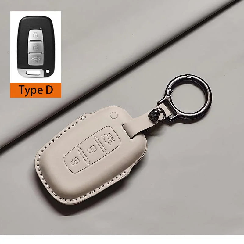 Car Remote Key Case Cover for Hyundai Grandeur GN7 Kona Ev 2023 Ionic 6 5/7 Bottons Leather Keychain Durable Luxury Accessories
