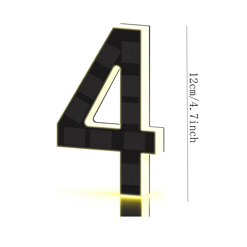 12CM Solar-Powered Outdoor House Number Light, House Numbers with Solar Panel, Waterproof LED Address Numbers for Home