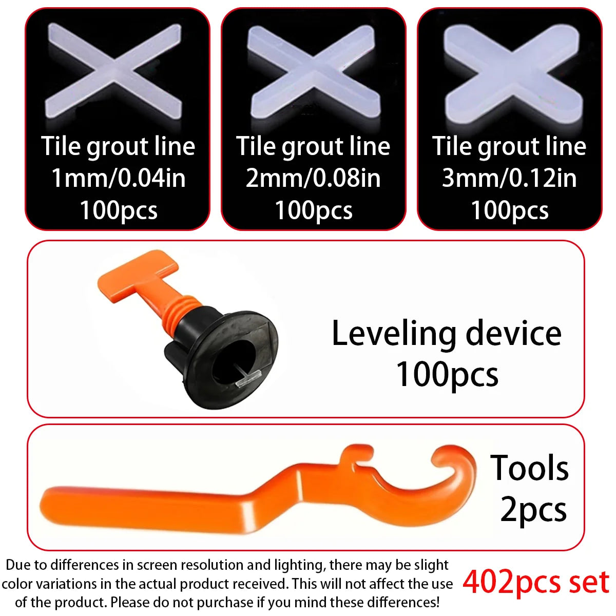 402pcs Tile Leveling Tools, Tile Levelers, Cross-Shaped Tile Levelers, T-Shaped Tile Levelers, Flooring Installation Tools.