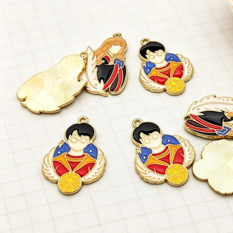 10pcs cartoon peripheral metal badges cartoon character pendants, DIY jewelry making earrings, keychains, accessories