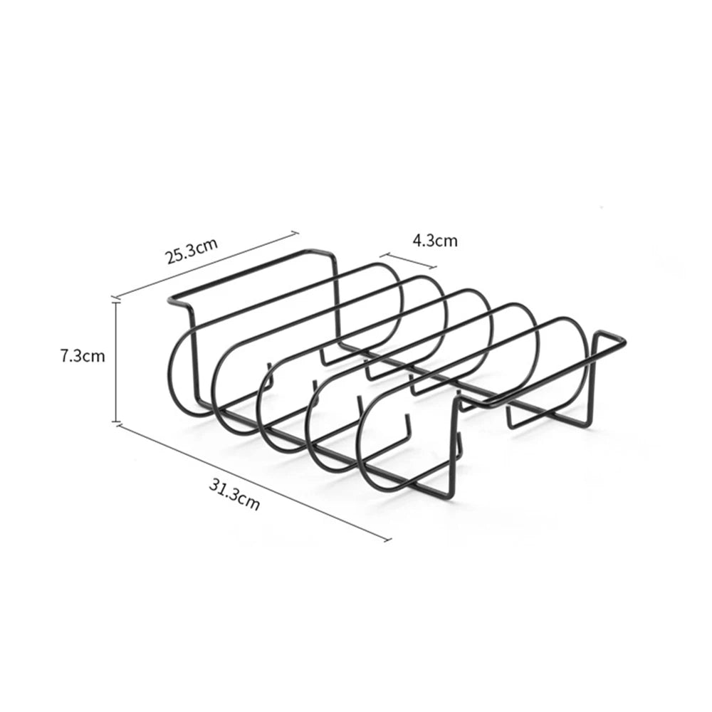 LMETJMA BBQ Rib Racks Non-Stick Coated Steel Roasting Barbecue Meat Roasting Grilling Stand Holds 4 Rib Rack For Gas Grill JT25t