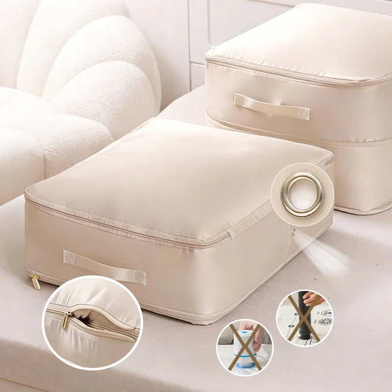 Compression Storage Bag Comforter Blanket Duvet Clothes Zipper Space Saver Home Large Dustproof Reusable Travel Closet Organizer
