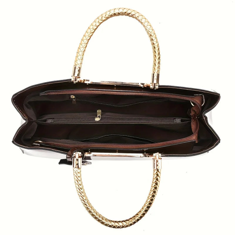 Elegant ladies' evening handbag - shoulder bag, patent leather glossy leather PU leather crossbody bag