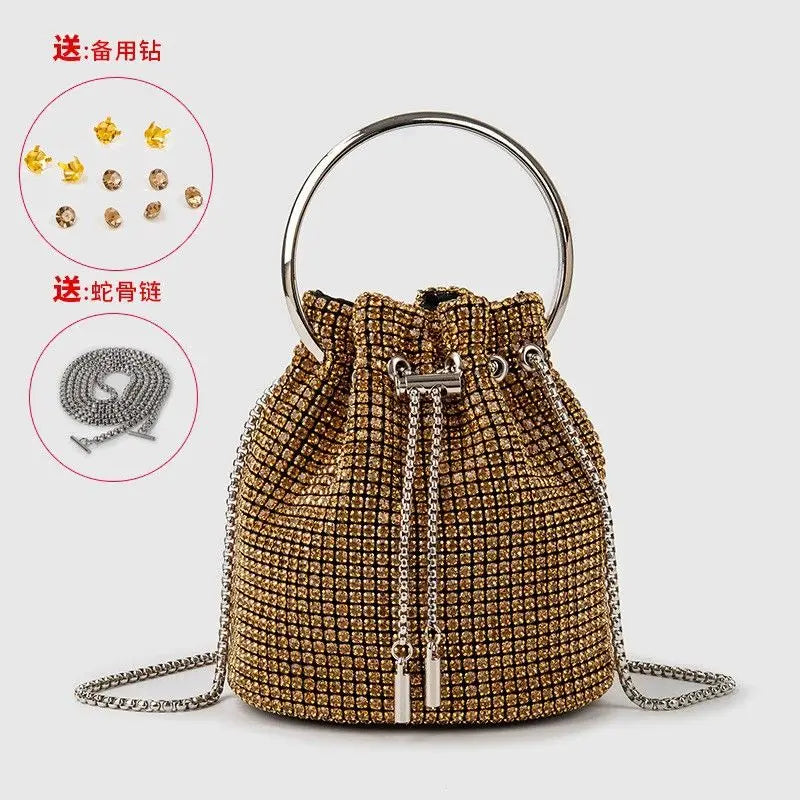 Women's bag bucket bags Women's inlaid diamond bag Fashion dinner women luxury single shoulder designer handbags