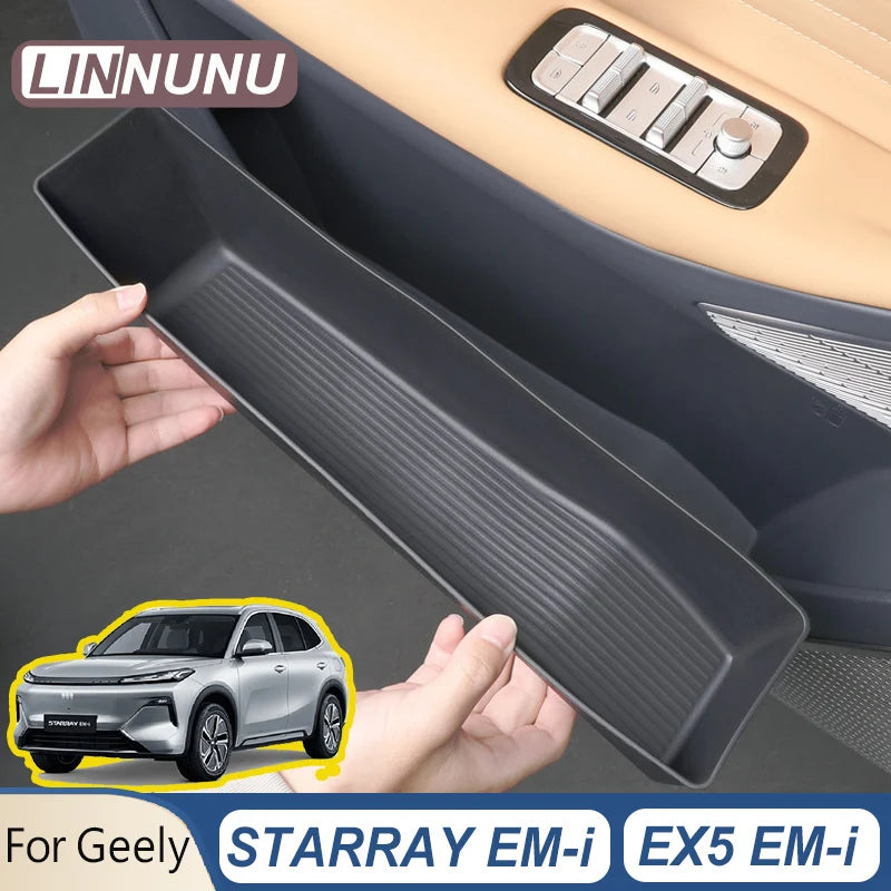 LINNUNU Silicone Car Door Storage Box Pocket Mat For Geely Starray EM-i EX5 EM-i 2026 Anti Slip Dustproof Liner Protector Parts