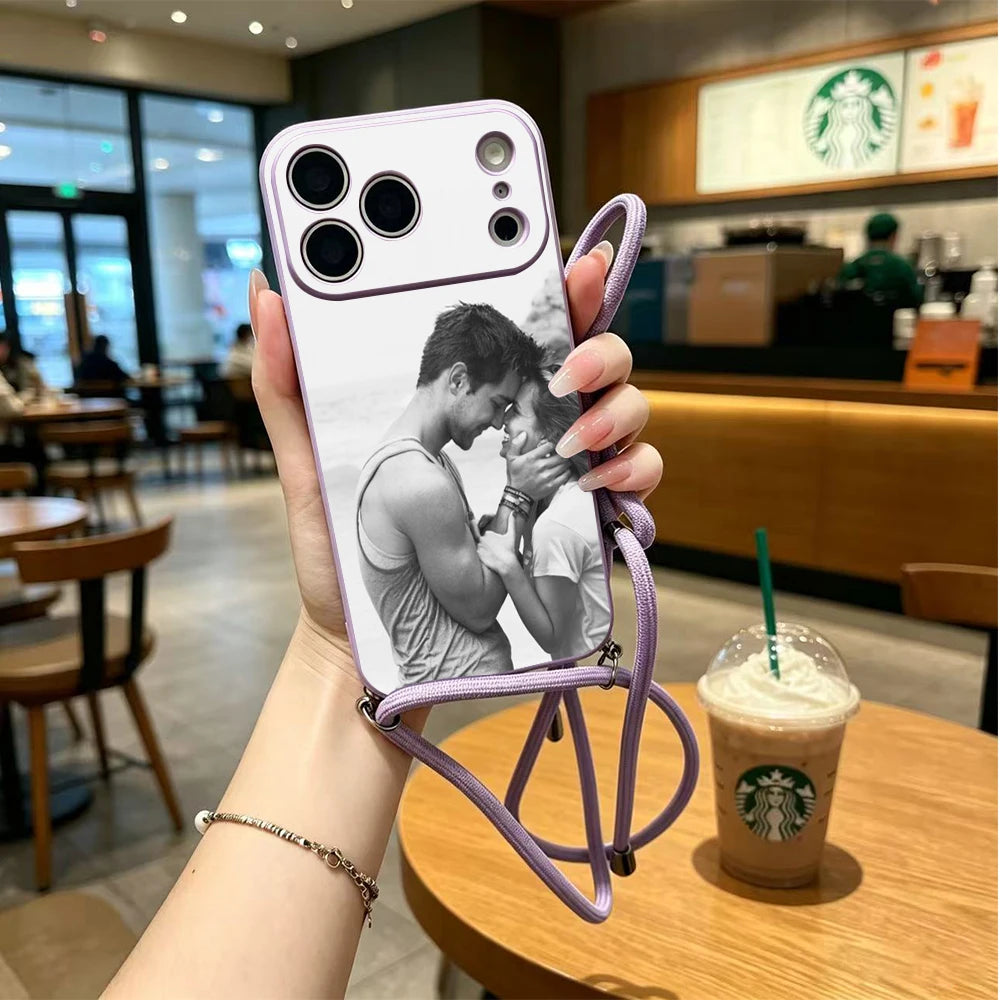 Crossbody Custom Matte Phone Case For iPhone 18 17 16 15 14 13 12 11 Pro Max Mini SE XS XR 8 Plus Adjustable Hanging Rope Cover