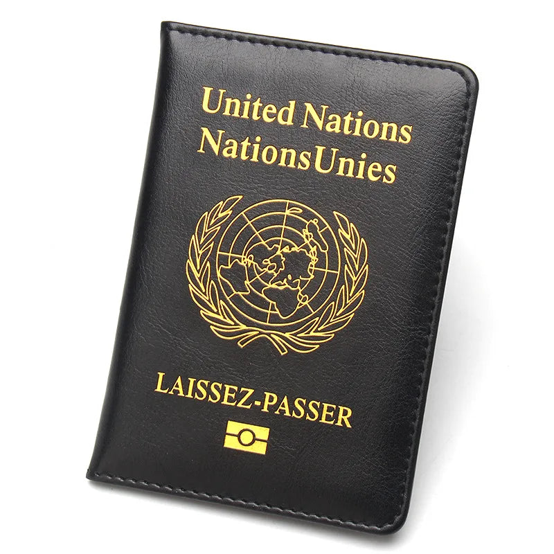 United Nations Laissez-Passer Passport Cover PU Leather Protector Case UN Logo Travel Wallet